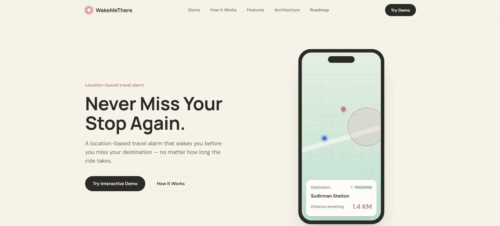 WakeMeThere: Location-Based Travel Alarm